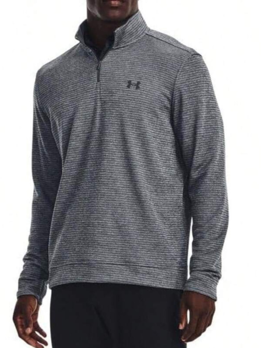 Under Armour XL Storm Sweater Fleece Quarter Zip Subtle Striped Gray Heather